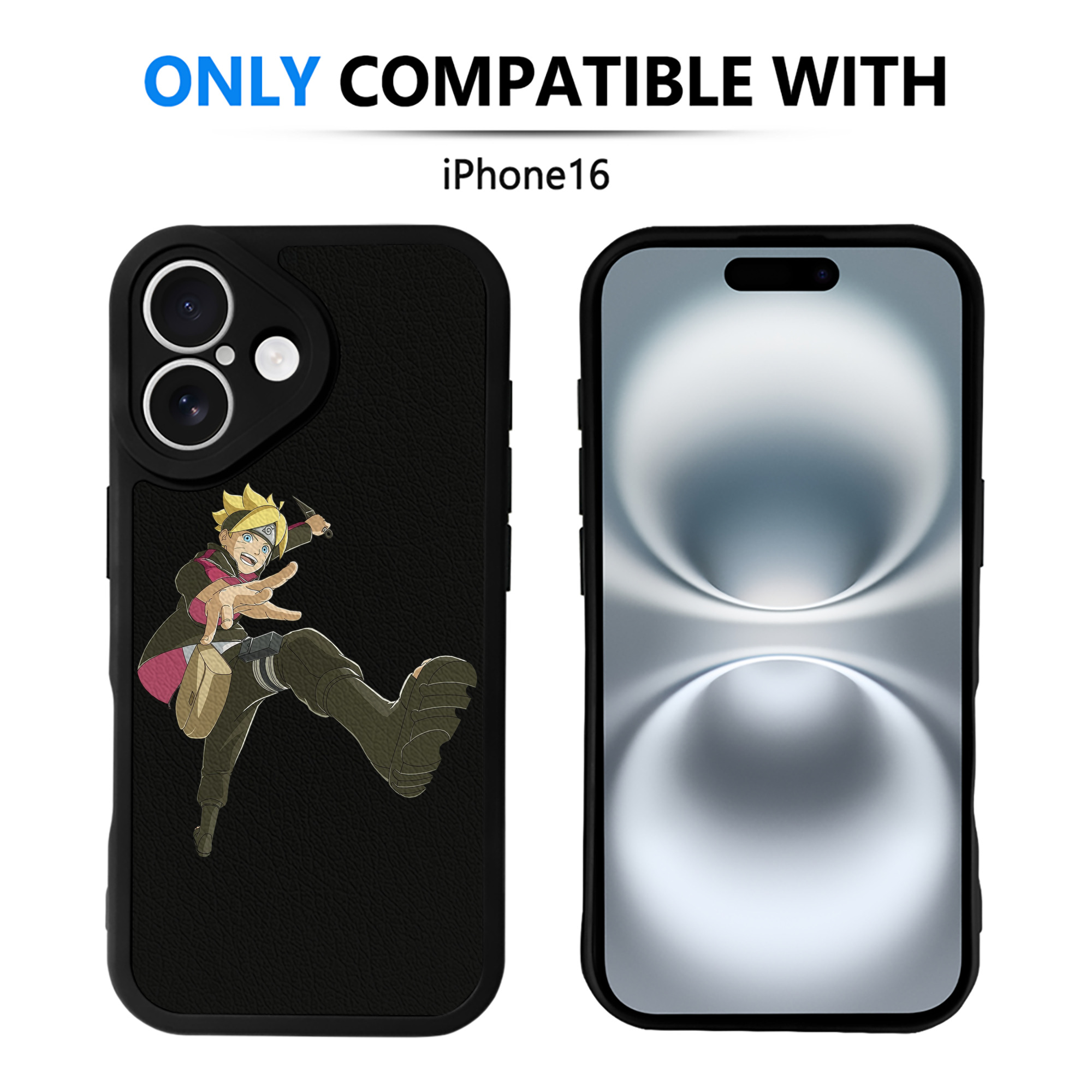 （画像用） NARUTO -ナルト- うずまき ボルト Uzumaki Boruto 【iPhone 16シリーズ対応】シリコンスマホケース（レザー調） 材質：シリコン
